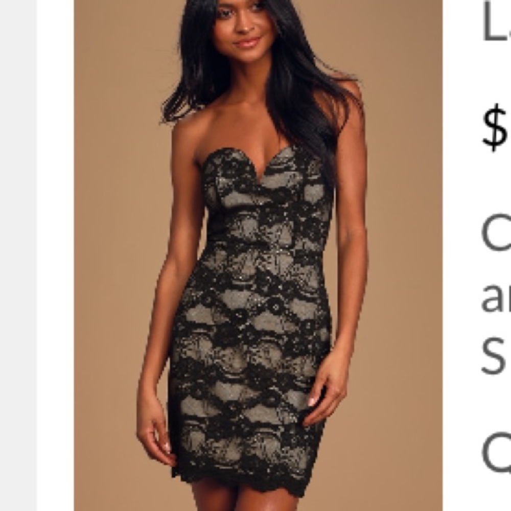 Playing Games Black and Nude Lace Bodycon Dress